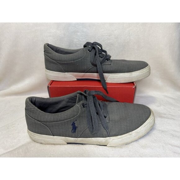 POLO RALPH LAUREN Mens Felton Gray Canvas Sneakers Sz 12D Casual Preppy READ - Picture 1 of 12